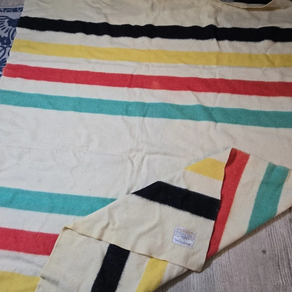 Vintage Polar Star Golden Dawn Blanket 100% Wool JC PENNEY MCM‎ Color Striped